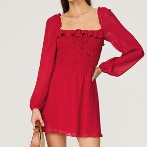 NWT Reformation Morris Mini Dress Cherry Red Size 6